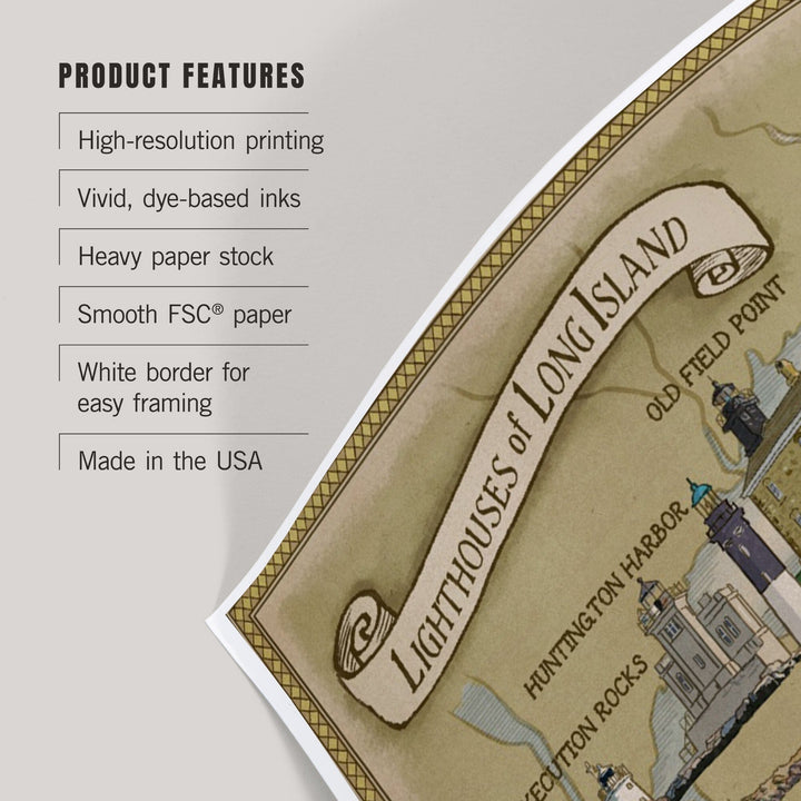New York, Lighthouses of Long Island, Art & Giclee Prints Art Lantern Press