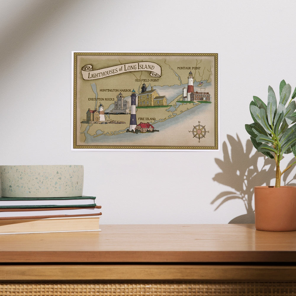 New York, Lighthouses of Long Island, Art & Giclee Prints Art Lantern Press