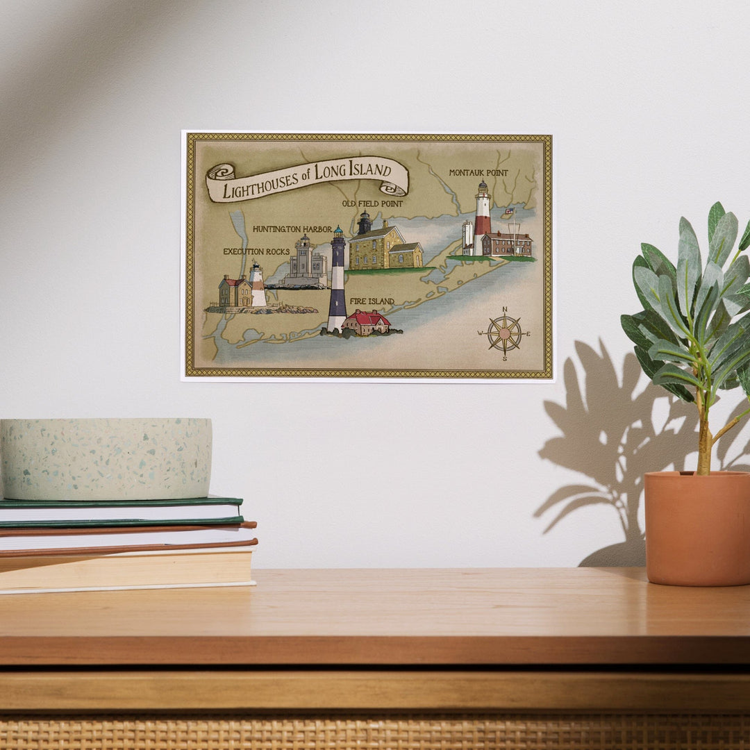 New York, Lighthouses of Long Island, Art & Giclee Prints Art Lantern Press