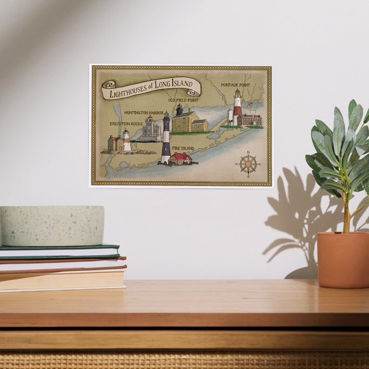 New York, Lighthouses of Long Island, Art & Giclee Prints Art Lantern Press
