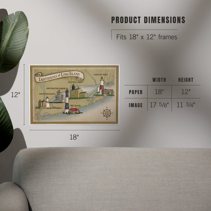 New York, Lighthouses of Long Island, Art & Giclee Prints Art Lantern Press