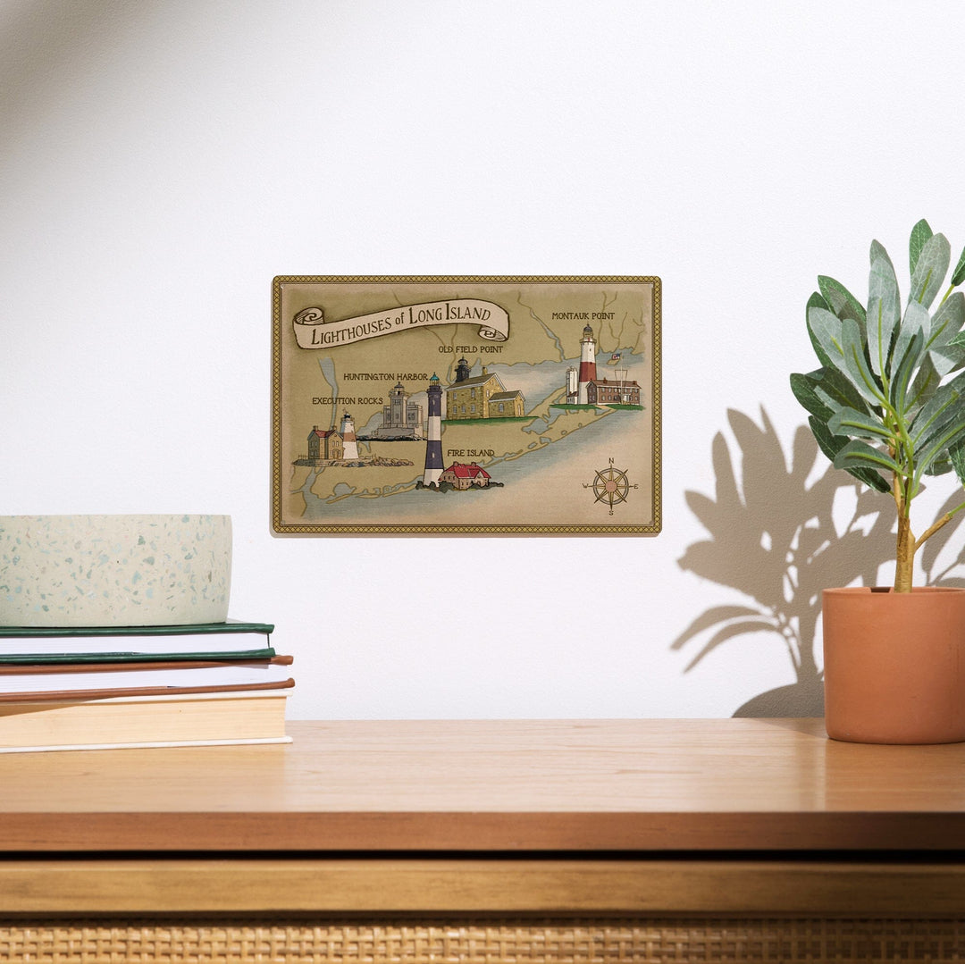 New York, Lighthouses of Long Island, Lantern Press Artwork, Wood Signs and Postcards Wood Lantern Press