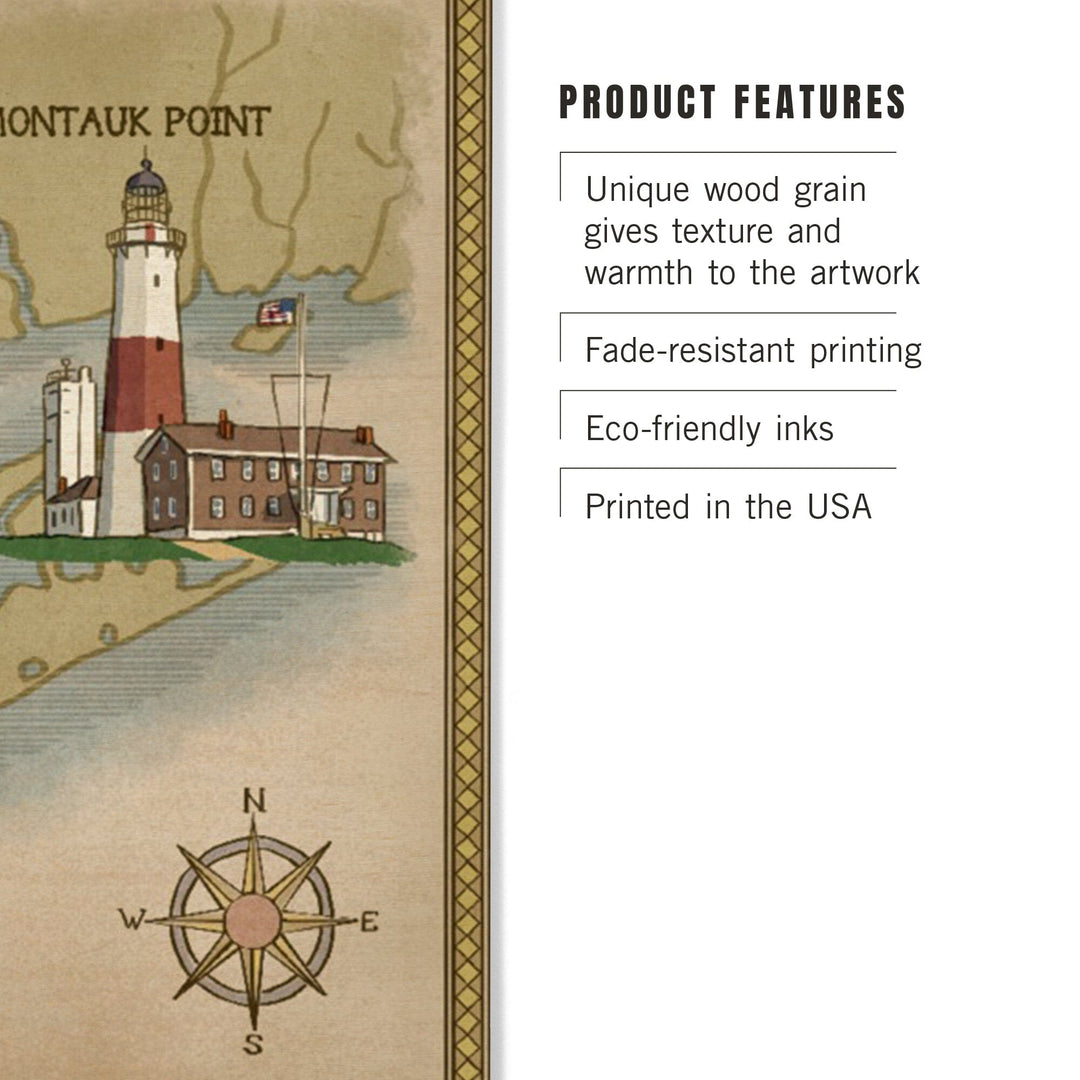 New York, Lighthouses of Long Island, Lantern Press Artwork, Wood Signs and Postcards Wood Lantern Press