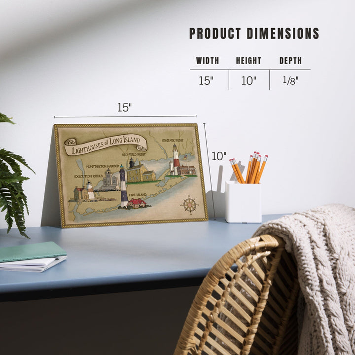 New York, Lighthouses of Long Island, Lantern Press Artwork, Wood Signs and Postcards Wood Lantern Press