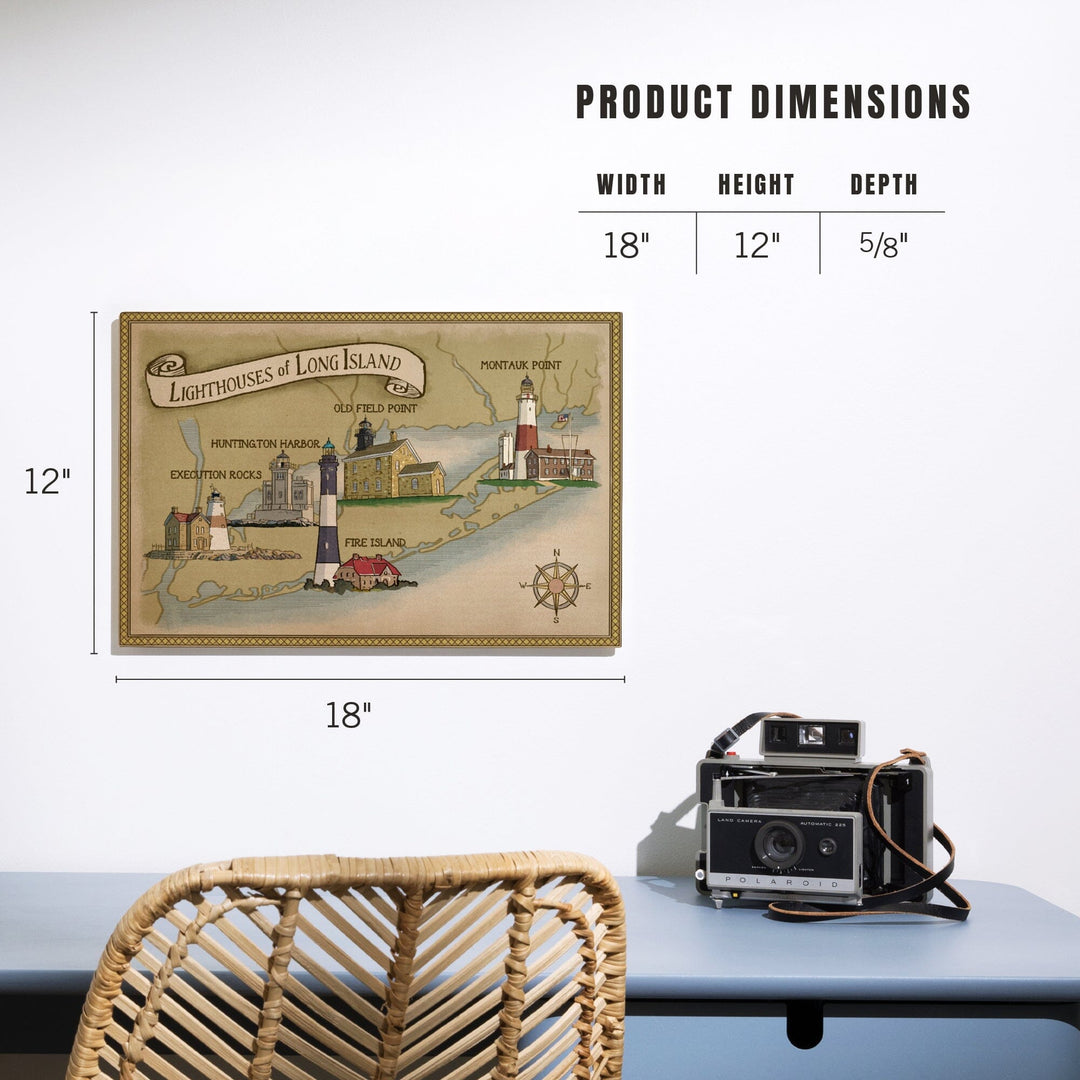 New York, Lighthouses of Long Island, Lantern Press Artwork, Wood Signs and Postcards Wood Lantern Press