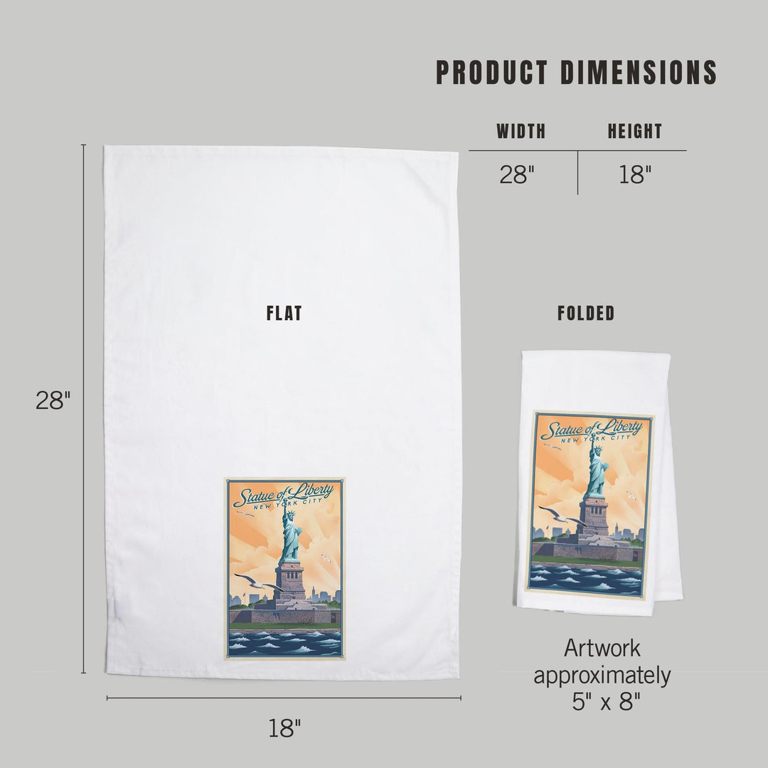 New York, New York, Statue of Liberty, Litho, Organic Cotton Kitchen Tea Towels Kitchen Lantern Press