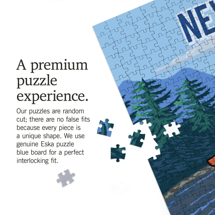 New York, Signpost, River, Jigsaw Puzzle Puzzle Lantern Press