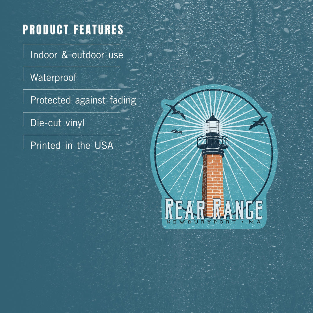 Newburyport, Massachusetts, Rear Range Lighthouse, Contour, Lantern Press Artwork, Vinyl Sticker Sticker Lantern Press