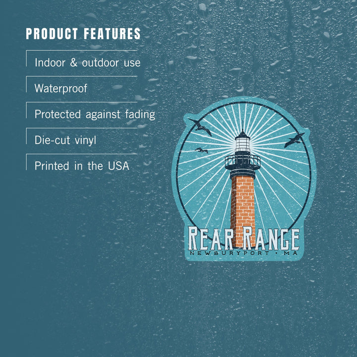 Newburyport, Massachusetts, Rear Range Lighthouse, Contour, Lantern Press Artwork, Vinyl Sticker Sticker Lantern Press