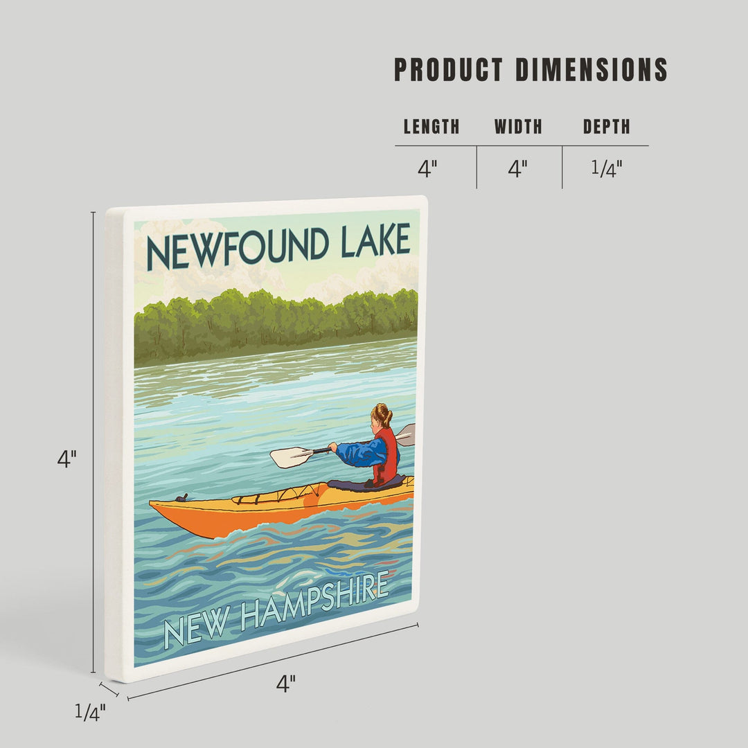 Newfound Lake, New Hampshire, Kayak Scene, Coasters Coasters Lantern Press