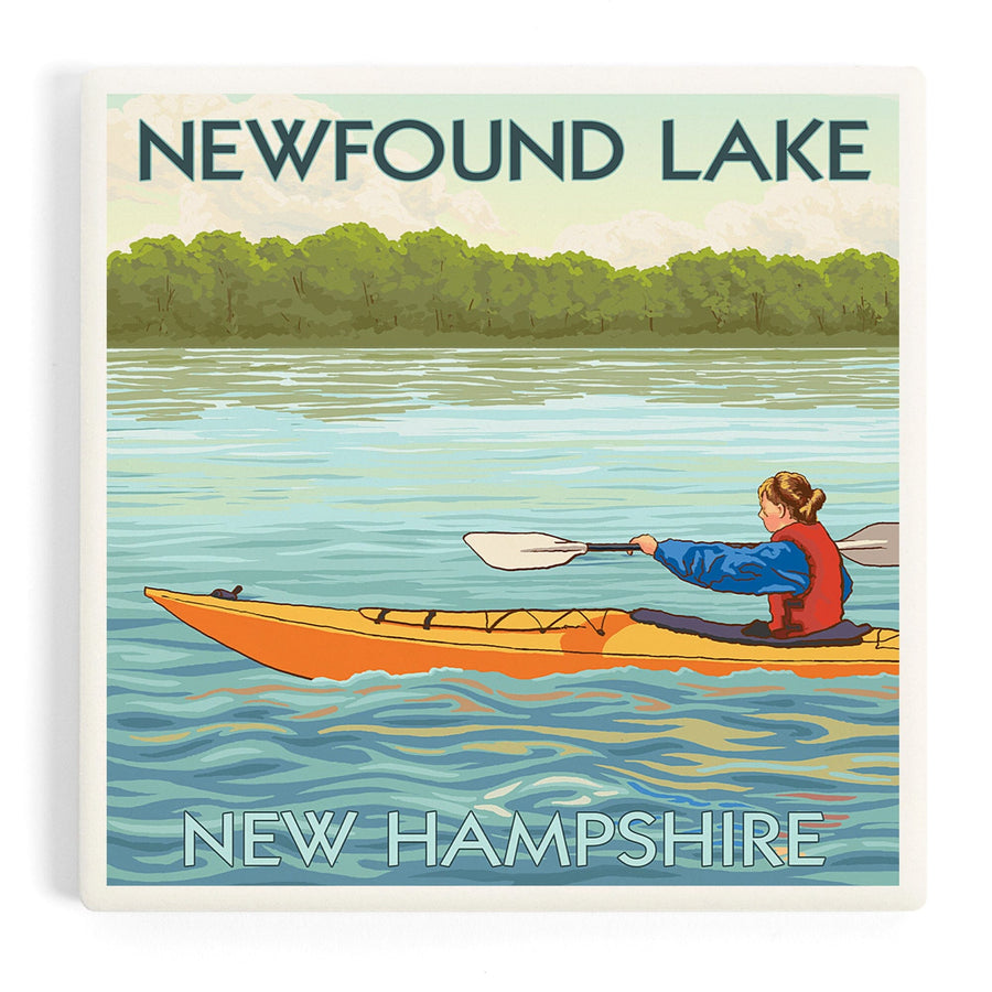 Newfound Lake, New Hampshire, Kayak Scene, Coasters Coasters Lantern Press