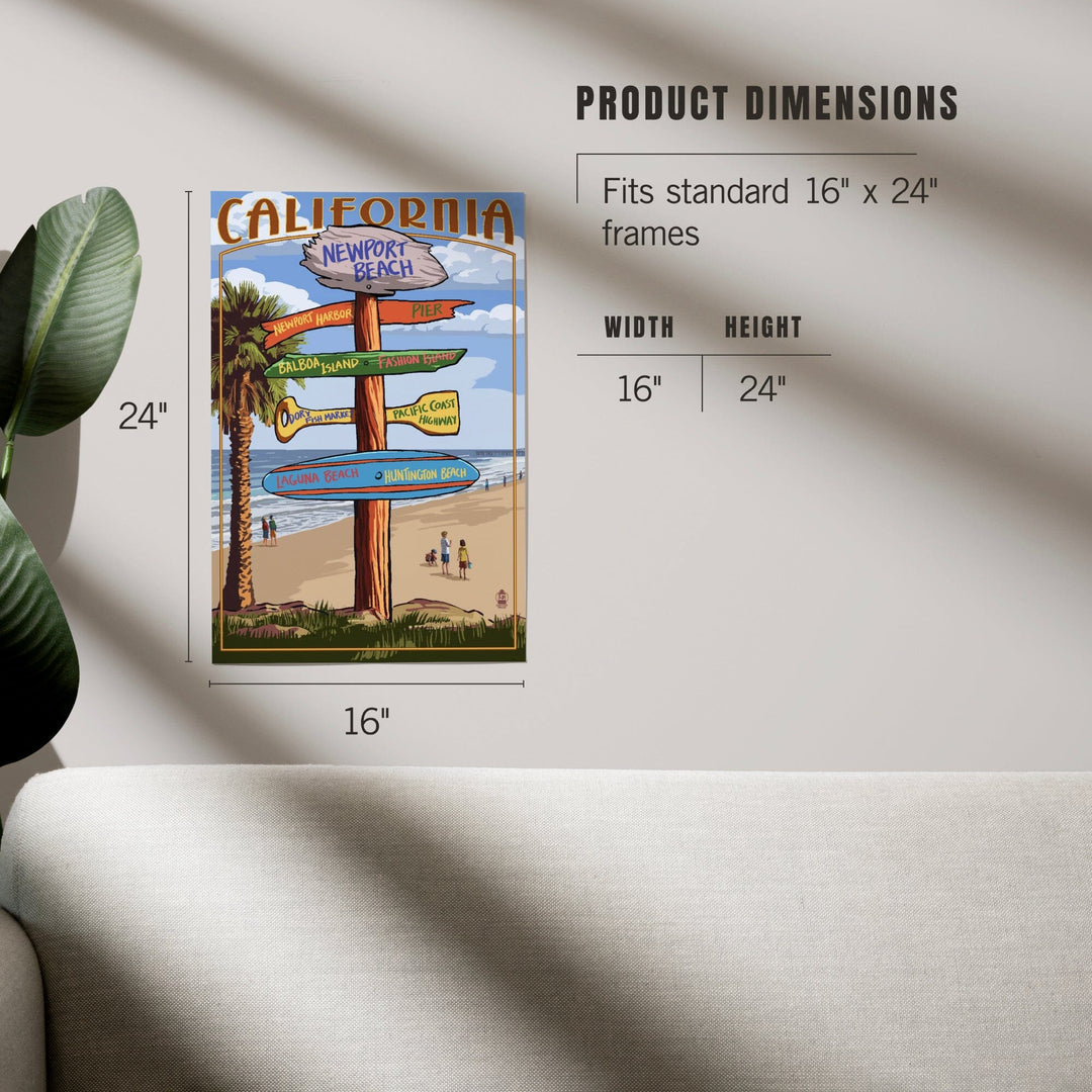 Newport Beach, California, Destinations Sign, Art & Giclee Prints Art Lantern Press