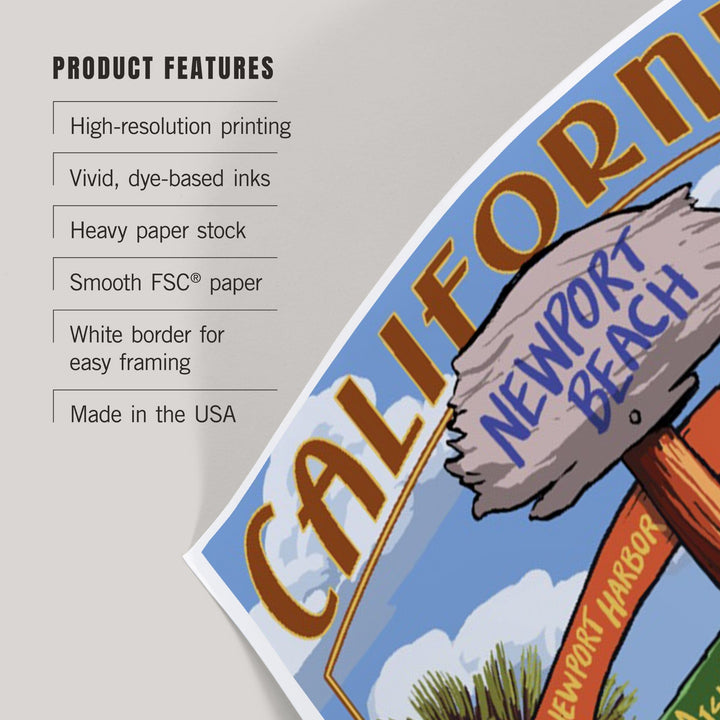 Newport Beach, California, Destinations Sign, Art & Giclee Prints Art Lantern Press