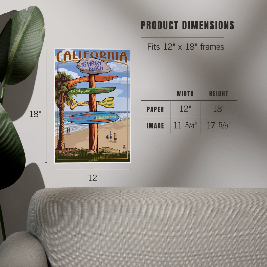 Newport Beach, California, Destinations Sign, Art & Giclee Prints Art Lantern Press