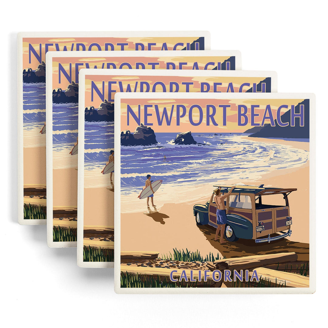Newport Beach, California, Woody on Beach, Coasters Coasters Lantern Press