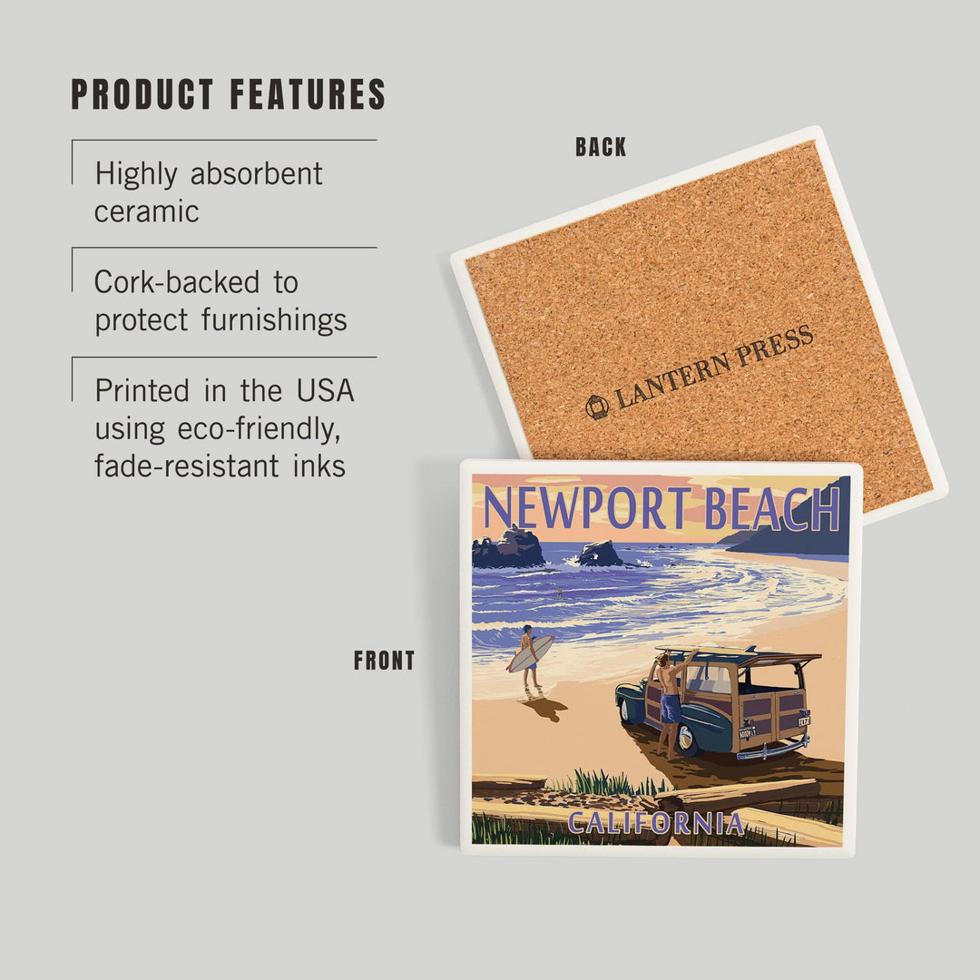 Newport Beach, California, Woody on Beach, Coasters Coasters Lantern Press