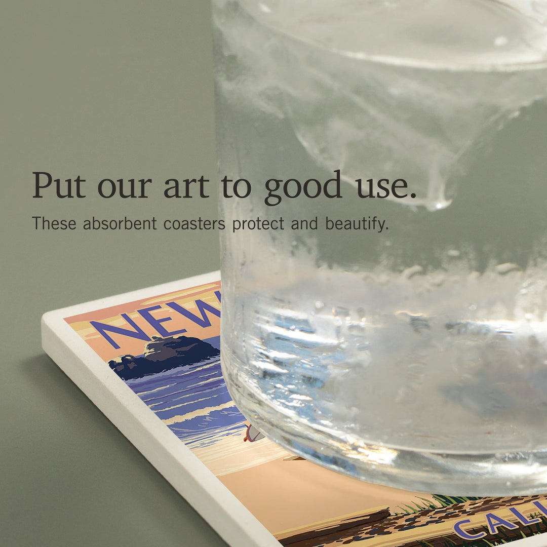 Newport Beach, California, Woody on Beach, Coasters Coasters Lantern Press