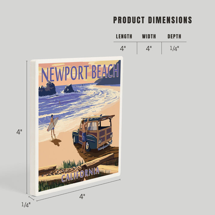 Newport Beach, California, Woody on Beach, Coasters Coasters Lantern Press