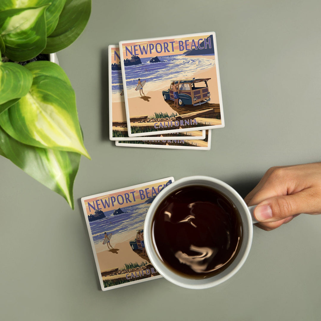 Newport Beach, California, Woody on Beach, Coasters Coasters Lantern Press