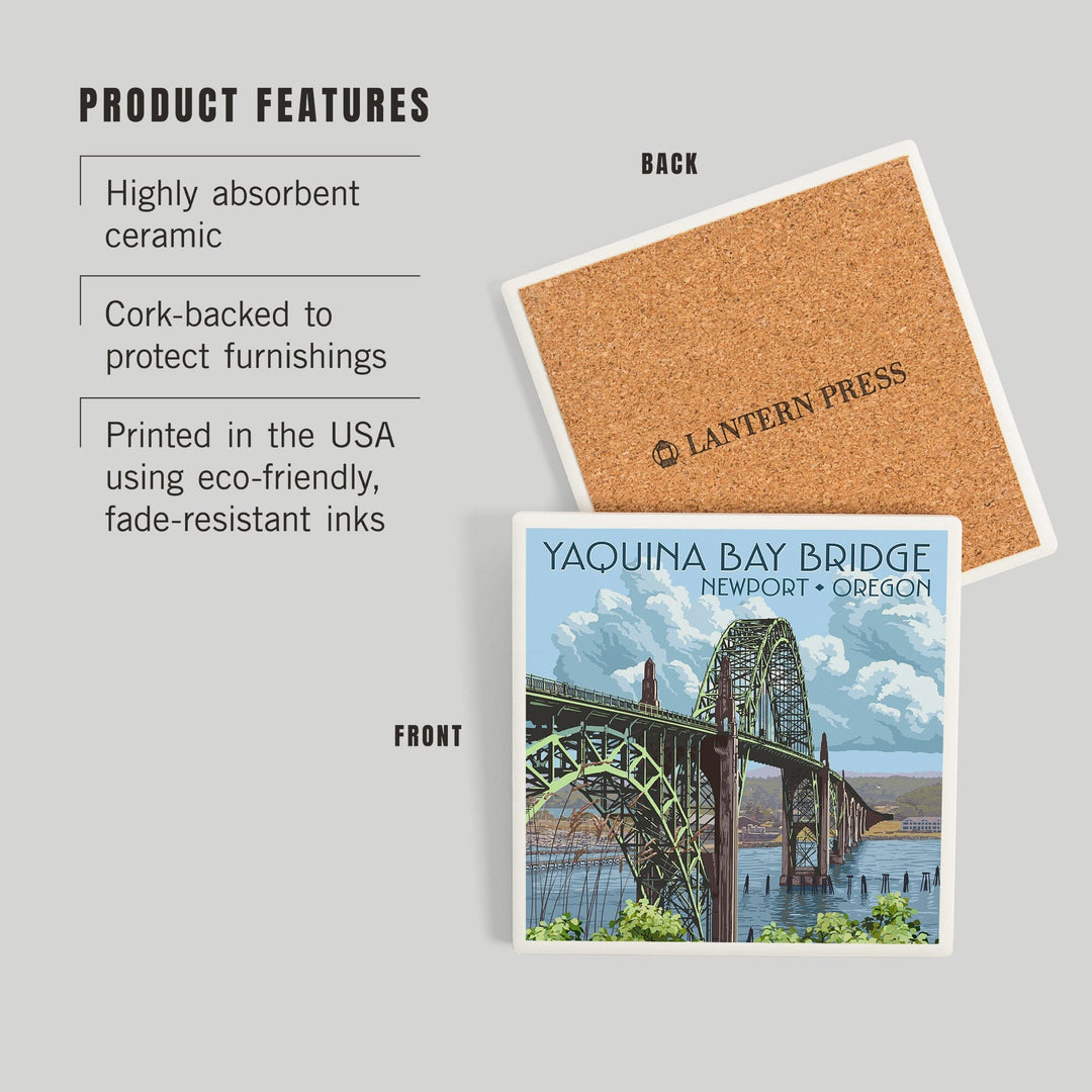 Newport, Oregon, Yaquina Bay Bridge, Illustration, Coasters Coasters Lantern Press
