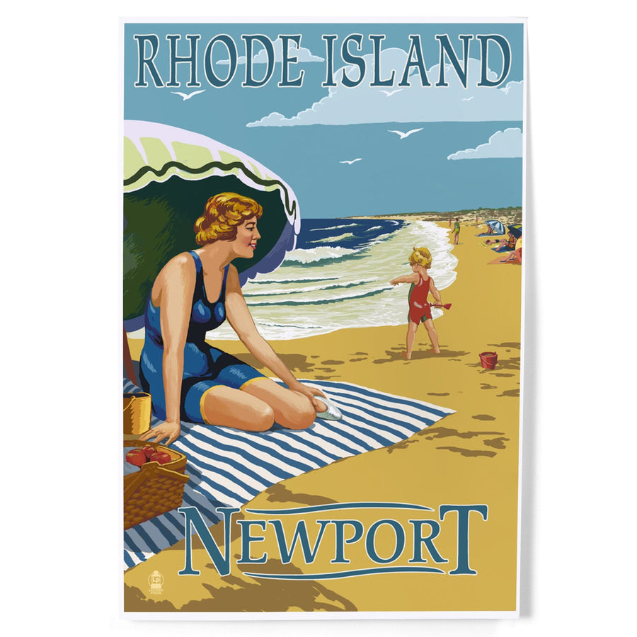 Newport, Rhode Island, Beach Scene, Art & Giclee Prints Art Lantern Press 