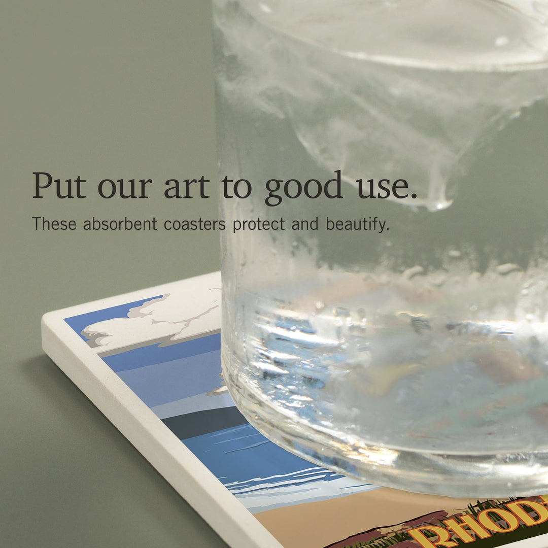 Newport, Rhode Island, Destinations Sign, Coasters Coasters Lantern Press