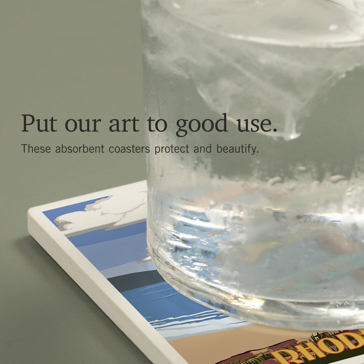 Newport, Rhode Island, Destinations Sign, Coasters Coasters Lantern Press