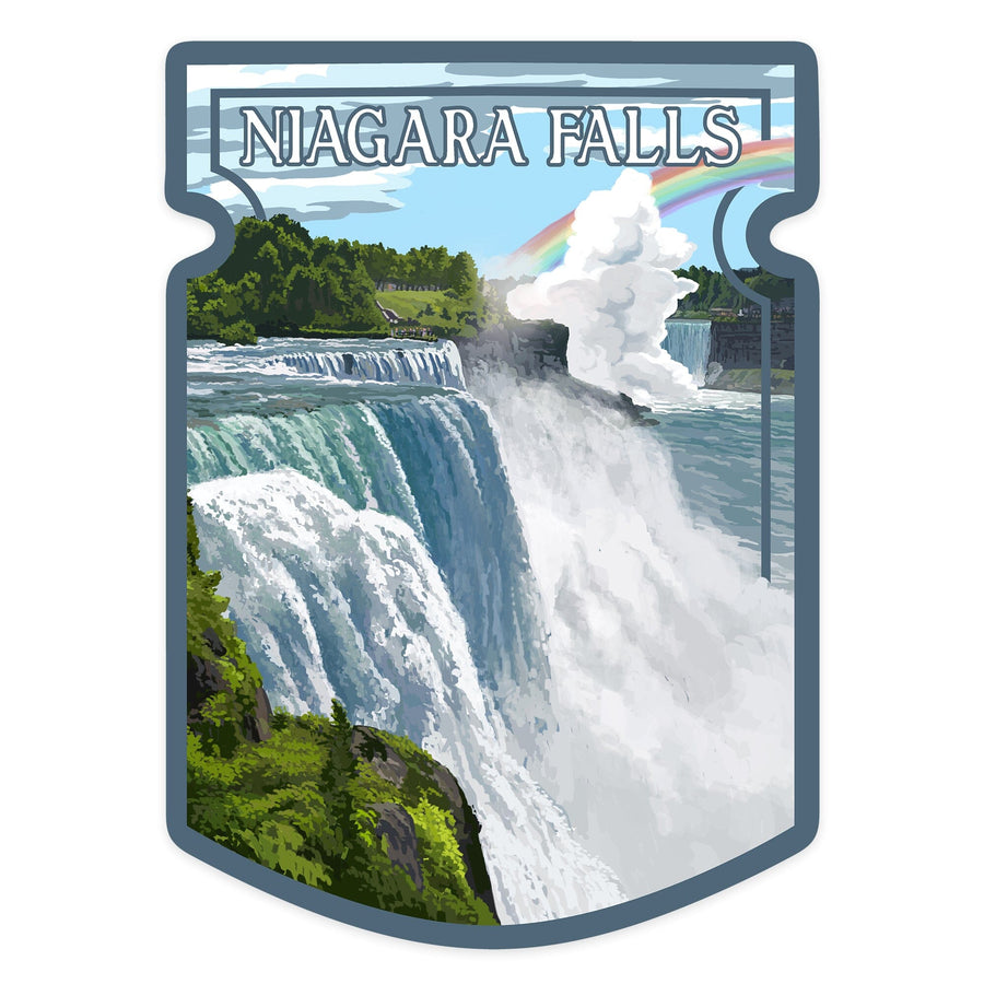 Niagara Falls, New York, Niagara Falls WPA, Contour, Lantern Press Artwork, Vinyl Sticker Sticker Lantern Press