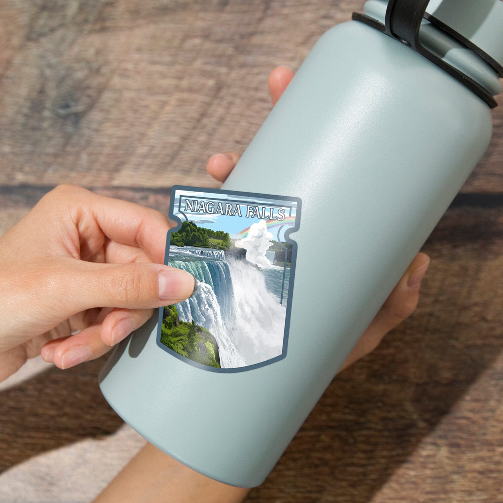 Niagara Falls, New York, Niagara Falls WPA, Contour, Lantern Press Artwork, Vinyl Sticker Sticker Lantern Press