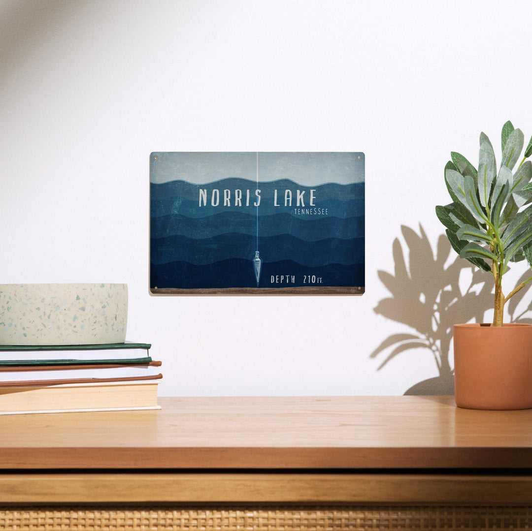 Norris Lake, Tennessee, Lake Essentials, Lake Depth, Lantern Press Artwork, Wood Signs and Postcards Wood Lantern Press