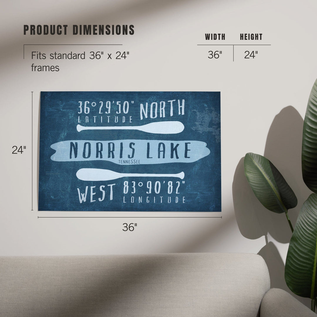 Norris Lake, Tennessee, Lake Essentials, Latitude and Longitude, Art & Giclee Prints Art Lantern Press