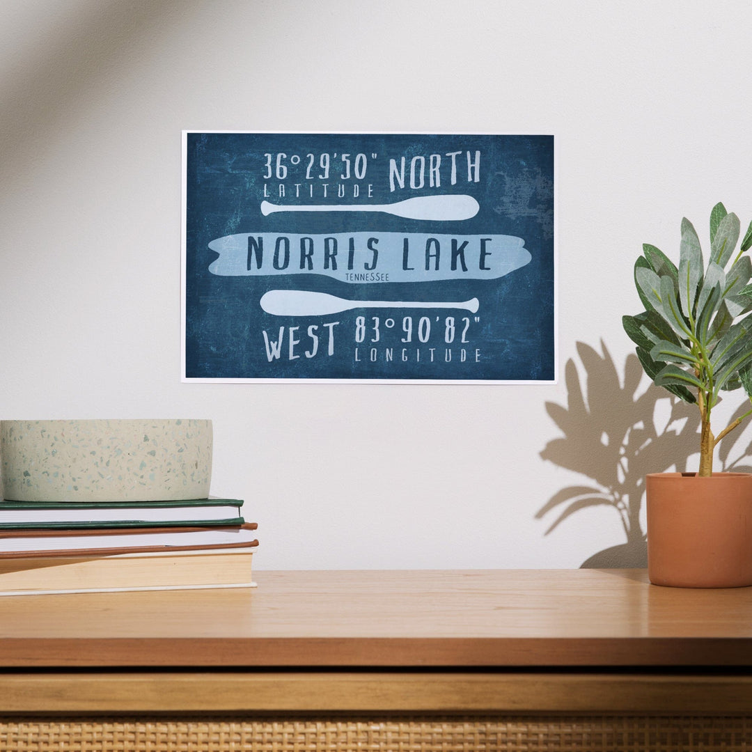 Norris Lake, Tennessee, Lake Essentials, Latitude and Longitude, Art & Giclee Prints Art Lantern Press