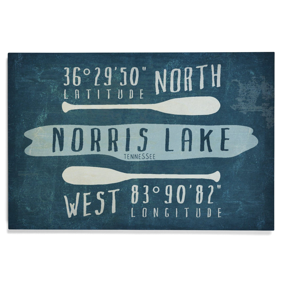 Norris Lake, Tennessee, Lake Essentials, Latitude & Longitude, Lantern Press Artwork, Wood Signs and Postcards Wood Lantern Press