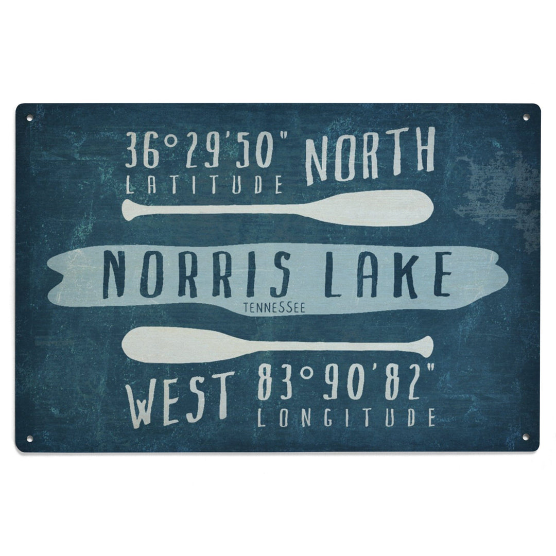 Norris Lake, Tennessee, Lake Essentials, Latitude & Longitude, Lantern Press Artwork, Wood Signs and Postcards Wood Lantern Press