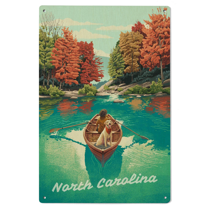 North Carolina, Quiet Explorer, Boating, Mountain, Wood Signs and Postcards Wood Lantern Press