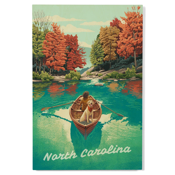 North Carolina, Quiet Explorer, Boating, Mountain, Wood Signs and Postcards Wood Lantern Press