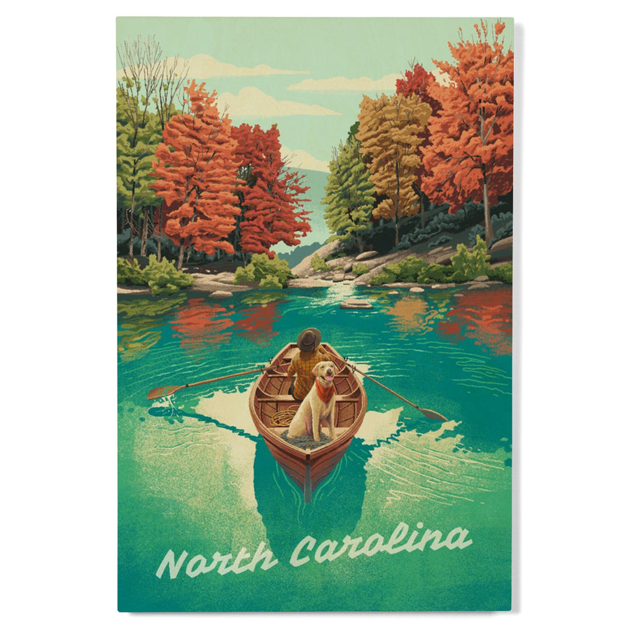 North Carolina, Quiet Explorer, Boating, Mountain, Wood Signs and Postcards Wood Lantern Press