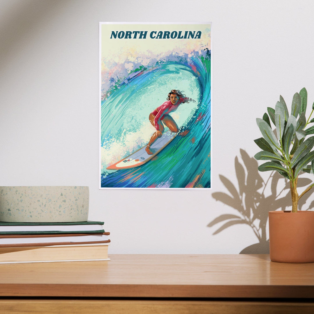 North Carolina, Vitamin Sea, Coastal Series, Surfer Girl, Art & Giclee Prints Art Lantern Press