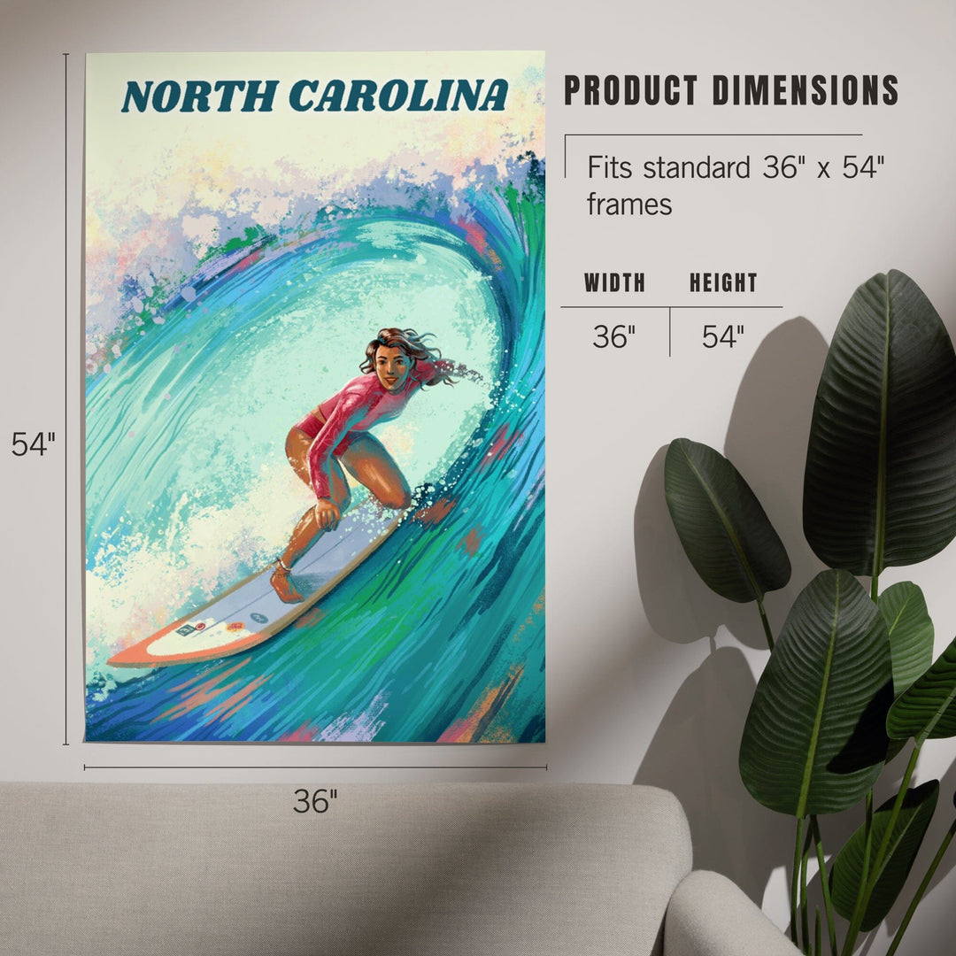 North Carolina, Vitamin Sea, Coastal Series, Surfer Girl, Art & Giclee Prints Art Lantern Press