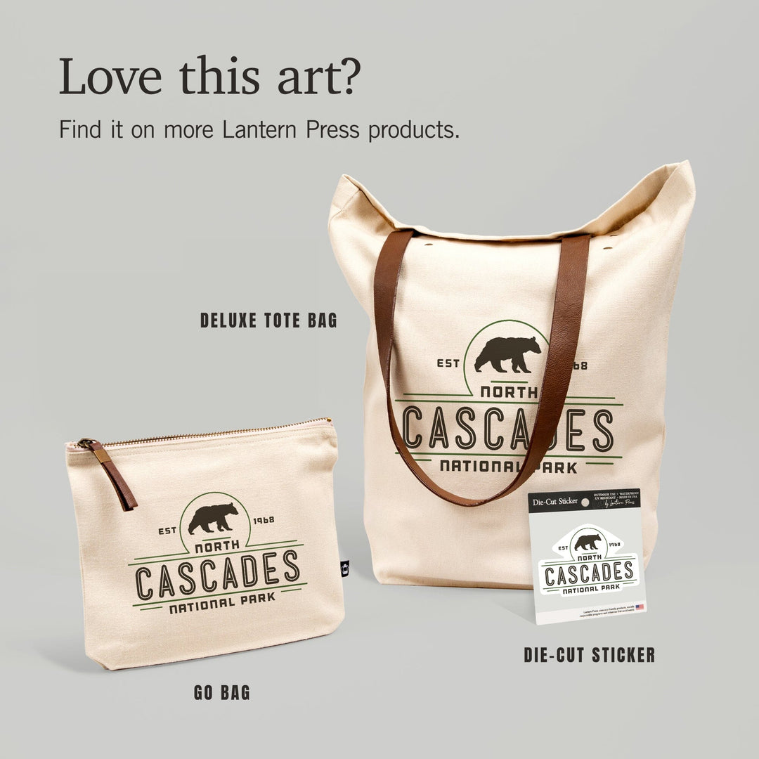 North Cascades National Park, Washington, Bear, Contour, Vector, Lantern Press Artwork, Vinyl Sticker Sticker Lantern Press