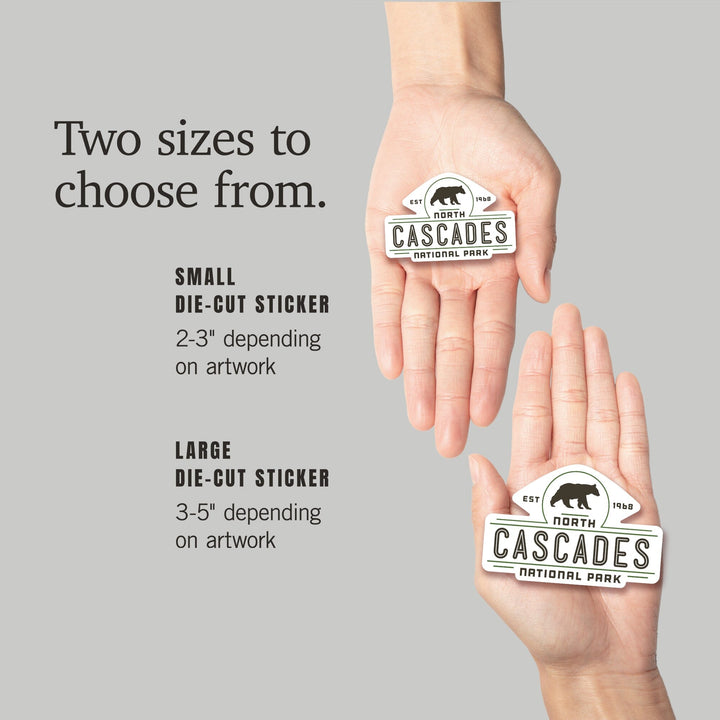 North Cascades National Park, Washington, Bear, Contour, Vector, Lantern Press Artwork, Vinyl Sticker Sticker Lantern Press