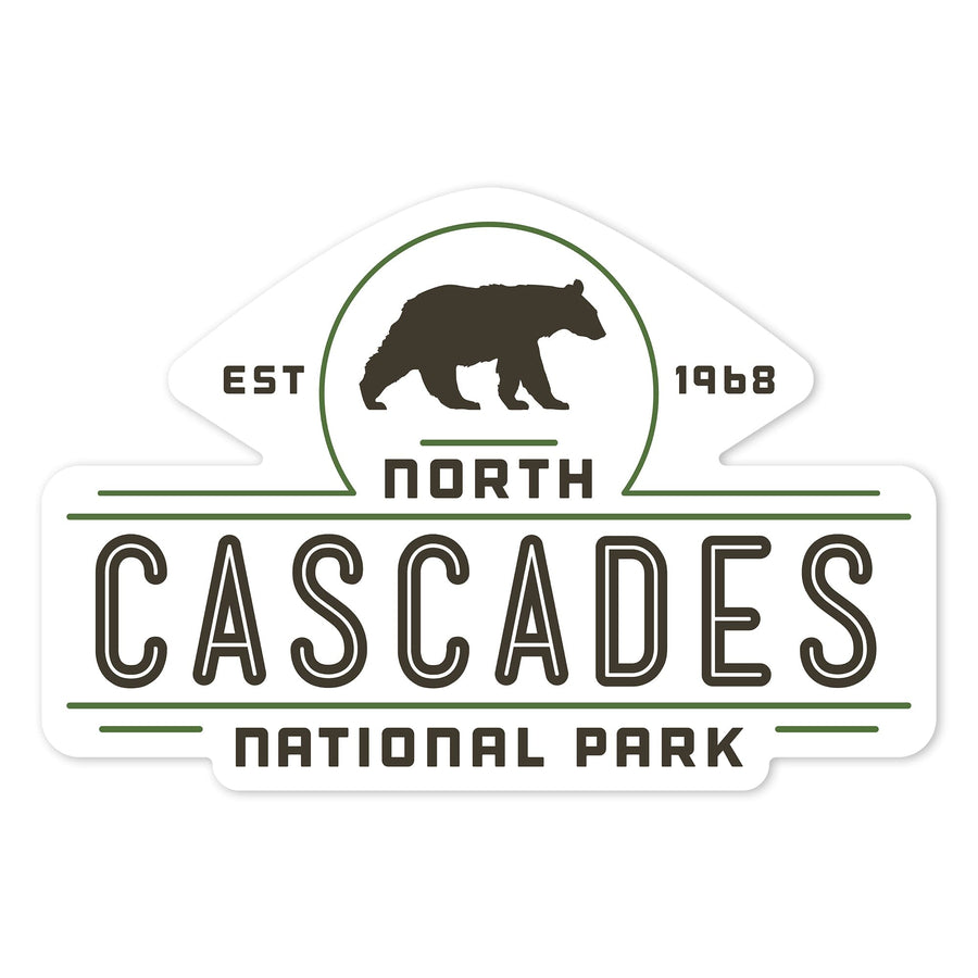 North Cascades National Park, Washington, Bear, Contour, Vector, Lantern Press Artwork, Vinyl Sticker Sticker Lantern Press