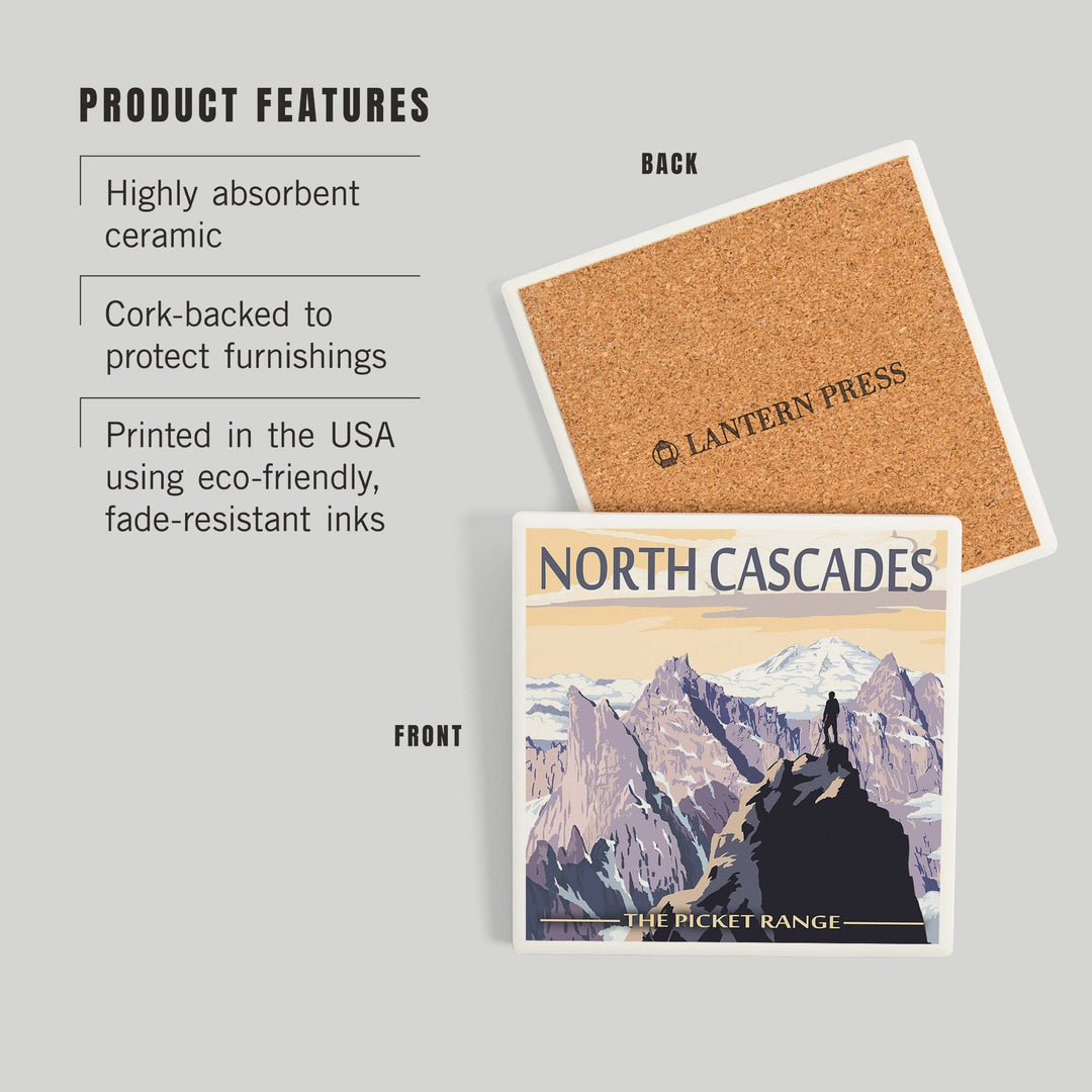 North Cascades, Washington, Mountain Peaks, Coasters Coasters Lantern Press