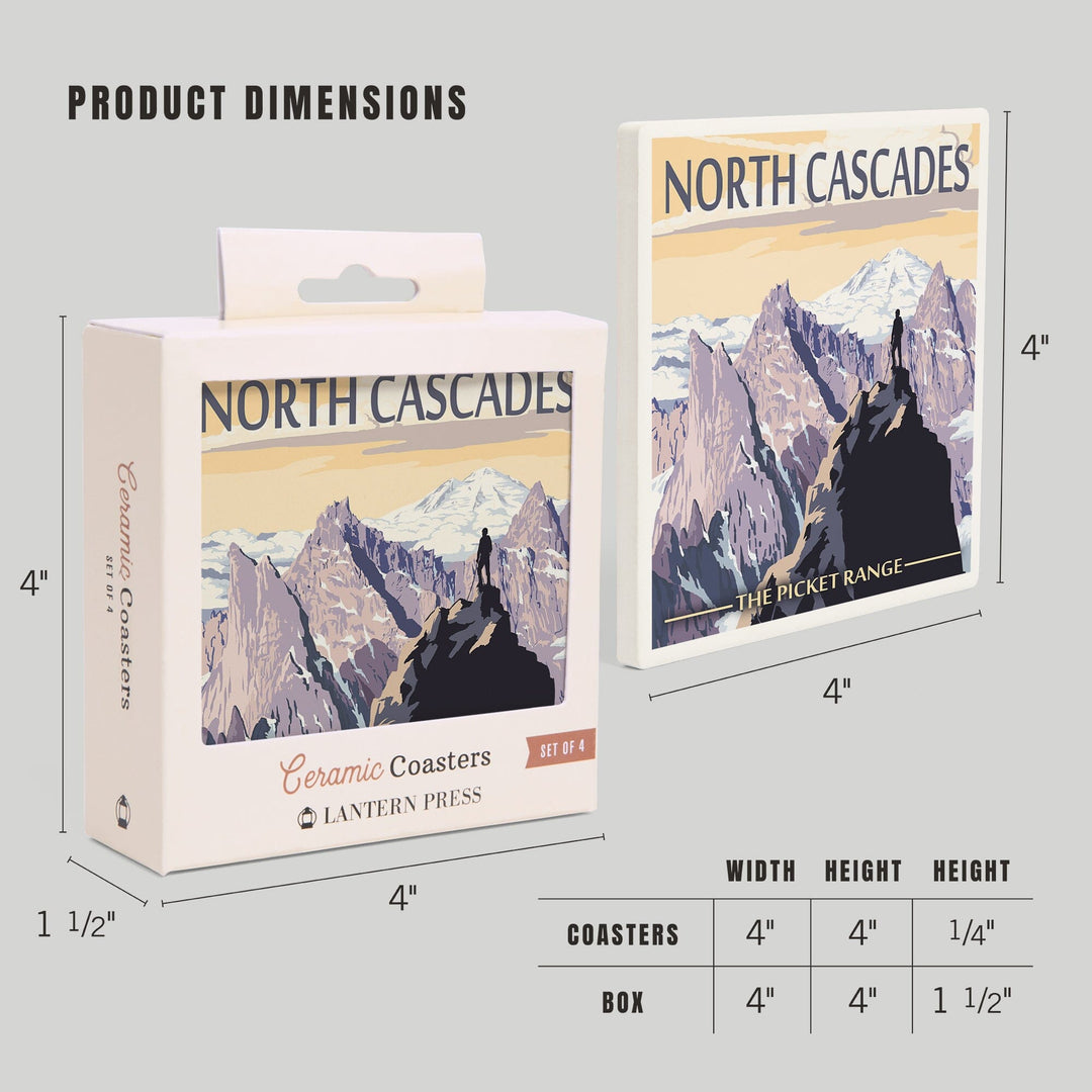 North Cascades, Washington, Mountain Peaks, Coasters Coasters Lantern Press