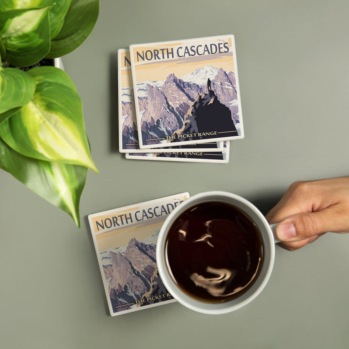 North Cascades, Washington, Mountain Peaks, Coasters Coasters Lantern Press