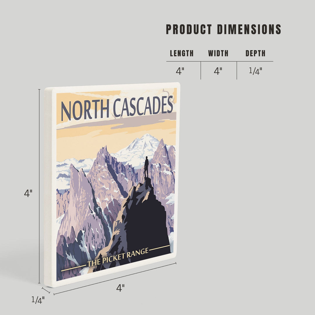 North Cascades, Washington, Mountain Peaks, Coasters Coasters Lantern Press
