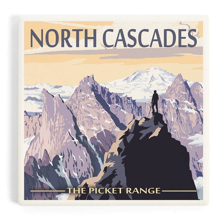 North Cascades, Washington, Mountain Peaks, Coasters Coasters Lantern Press