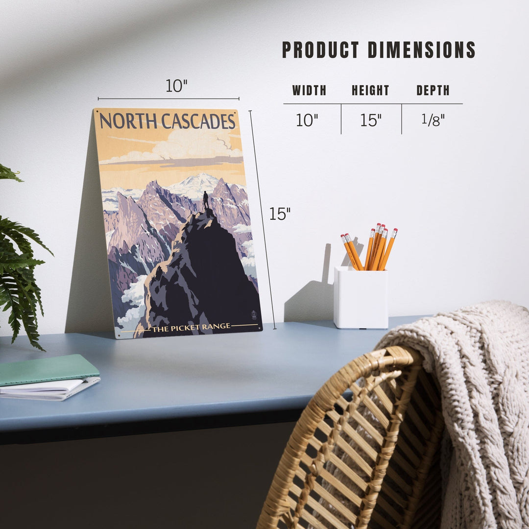 North Cascades, Washington, Mountain Peaks, Lantern Press Artwork, Wood Signs and Postcards Wood Lantern Press