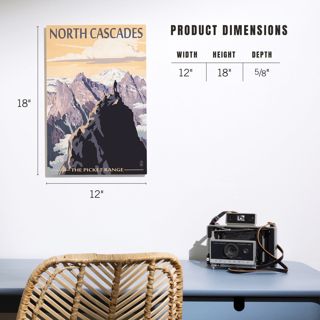 North Cascades, Washington, Mountain Peaks, Lantern Press Artwork, Wood Signs and Postcards Wood Lantern Press