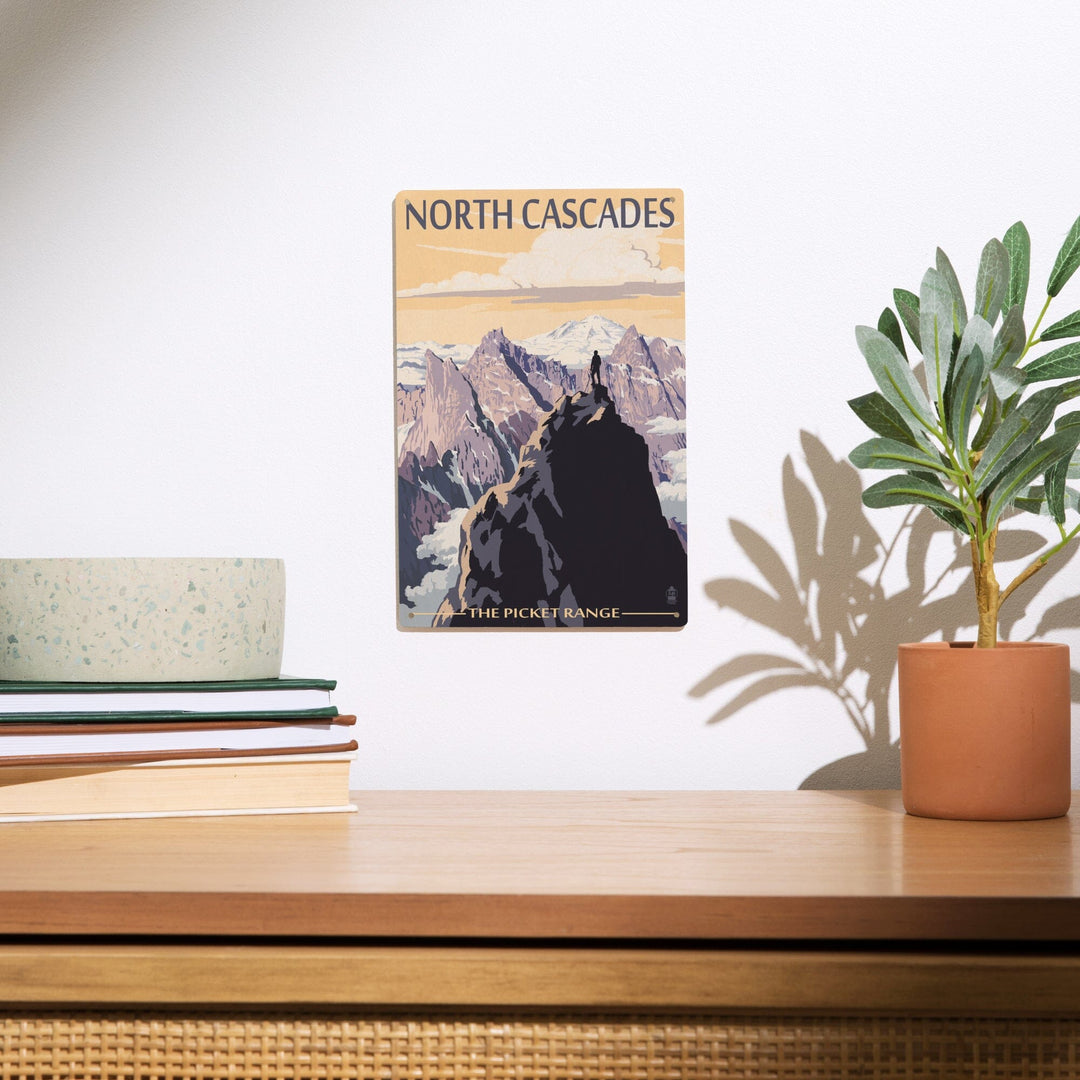 North Cascades, Washington, Mountain Peaks, Lantern Press Artwork, Wood Signs and Postcards Wood Lantern Press